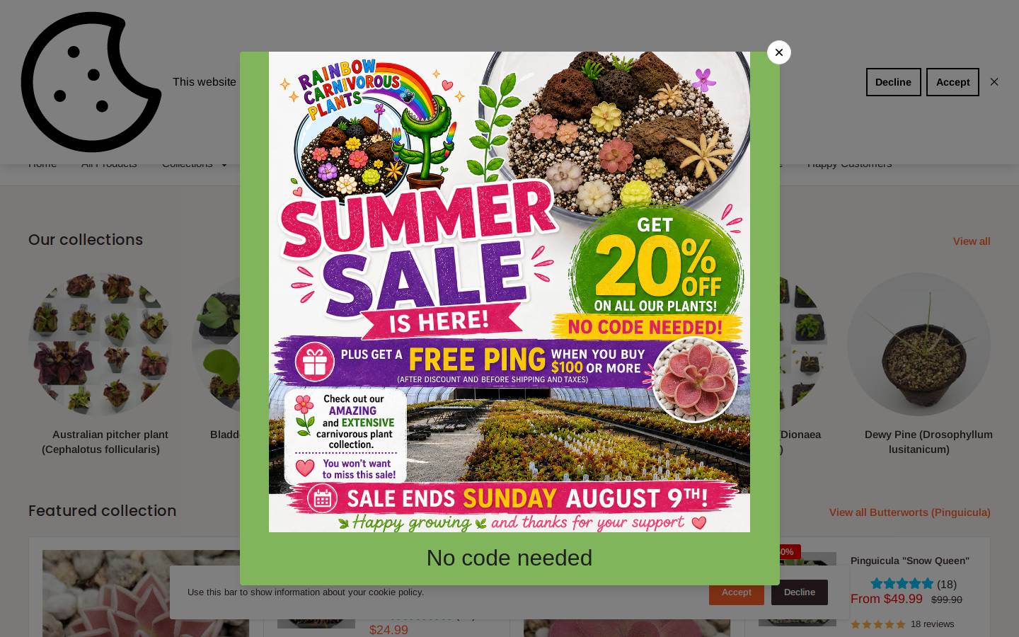 rainbowcarnivorousplants.com homepage screenshot