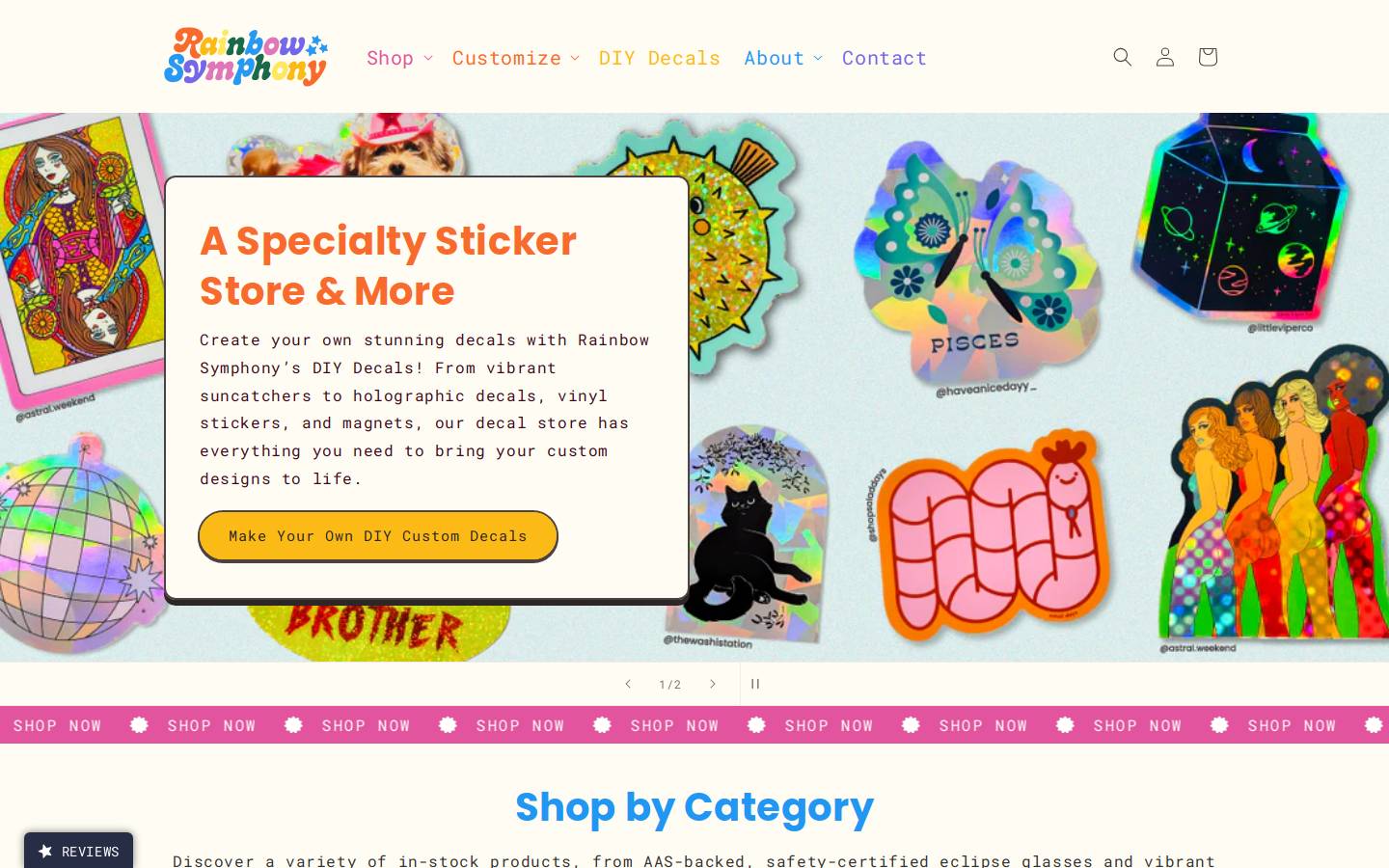 rainbowglasses.com homepage screenshot