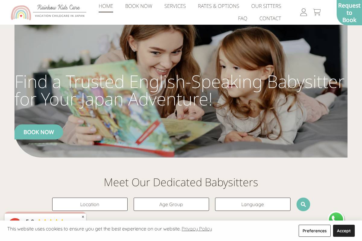 rainbowkidscarejapan.com homepage screenshot