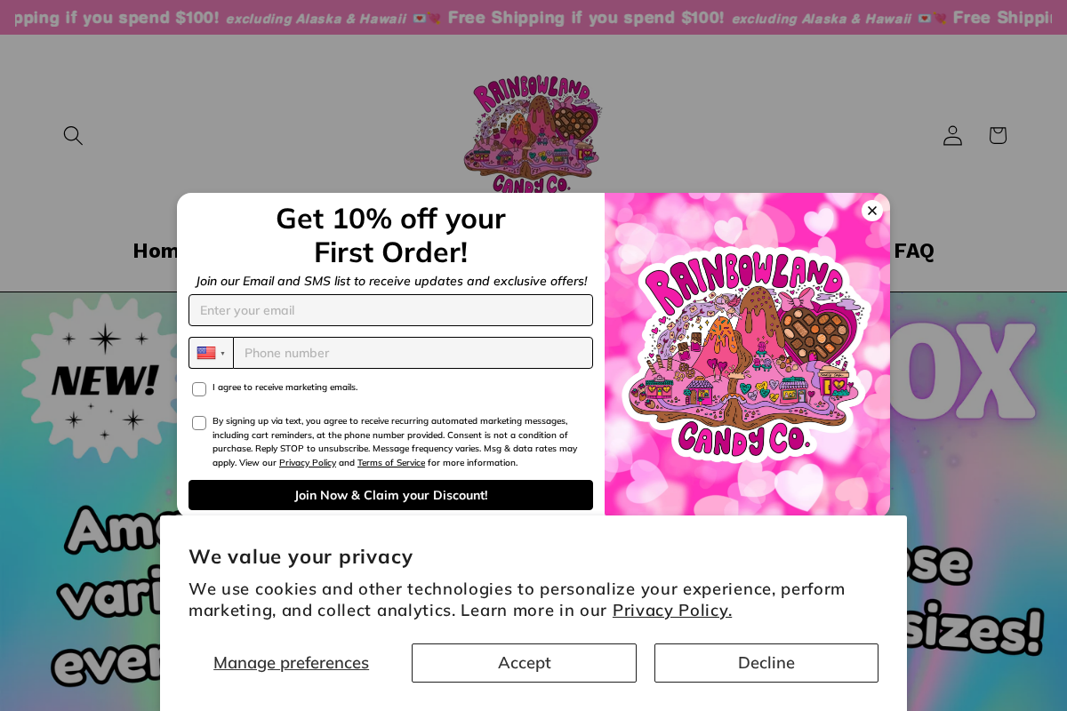 RainbowLand Candy Co homepage screenshot