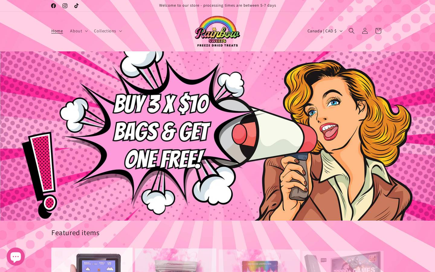 rainbowsweets.ca homepage screenshot