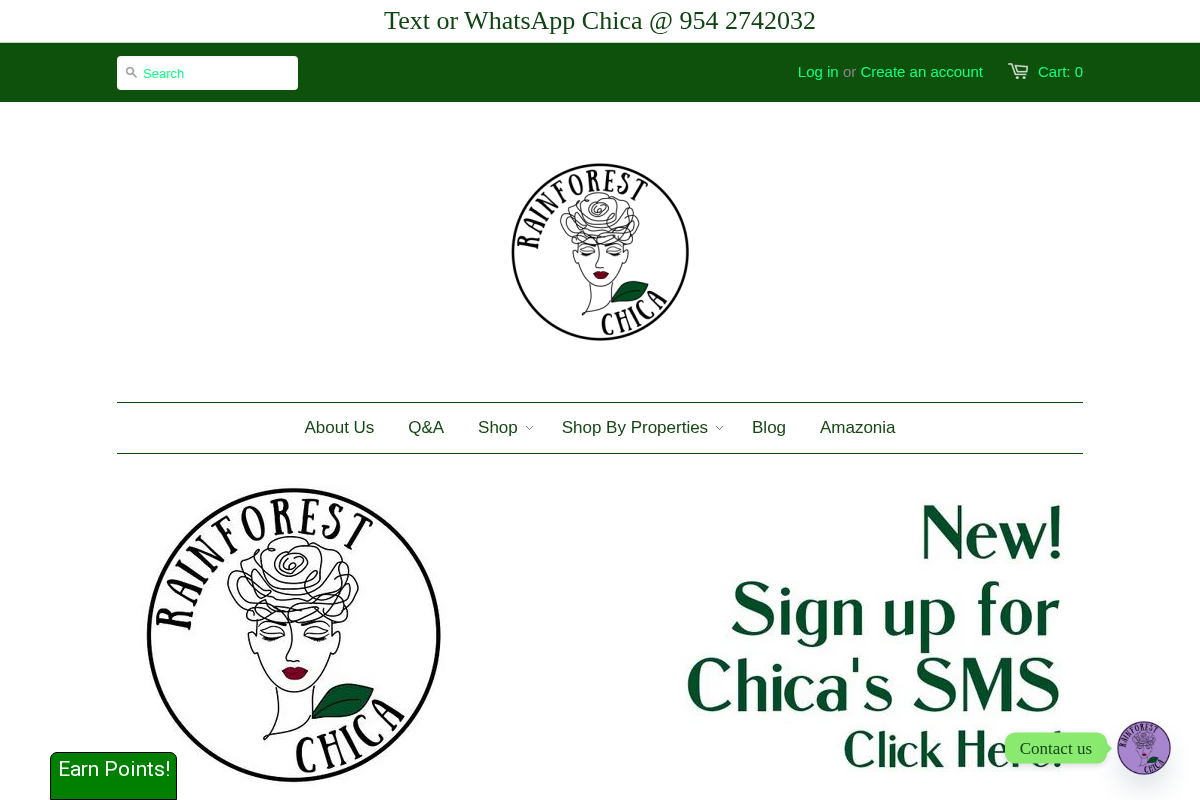 Rainforest Chica homepage screenshot
