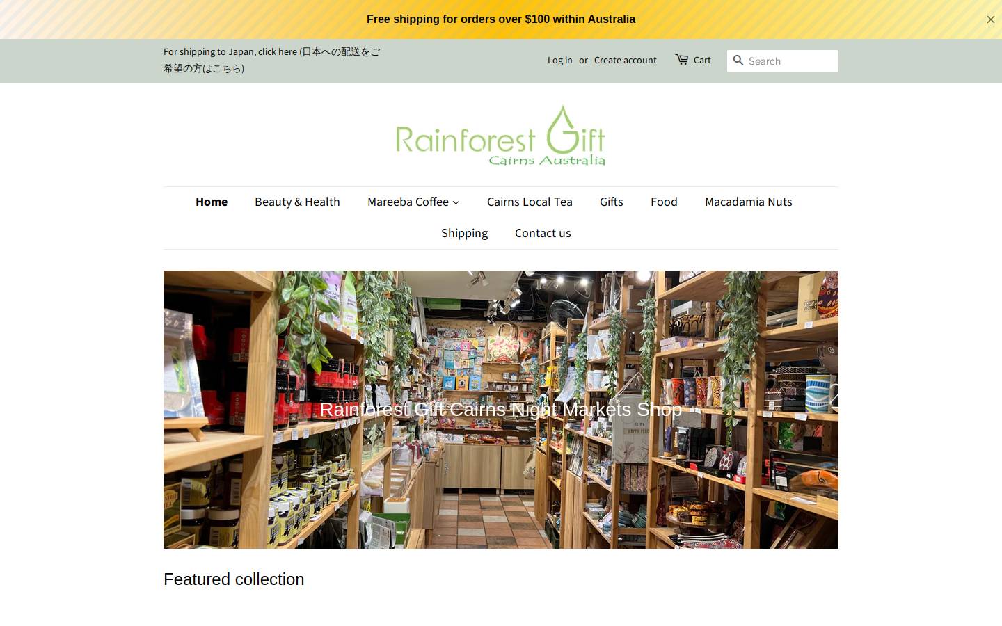 rainforestgiftaustralia.com homepage screenshot