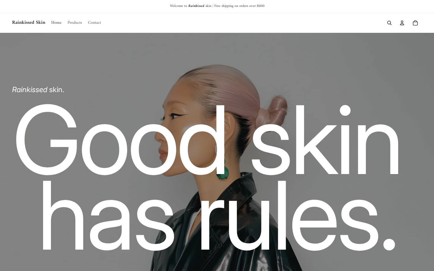rainkissedskin.com homepage screenshot
