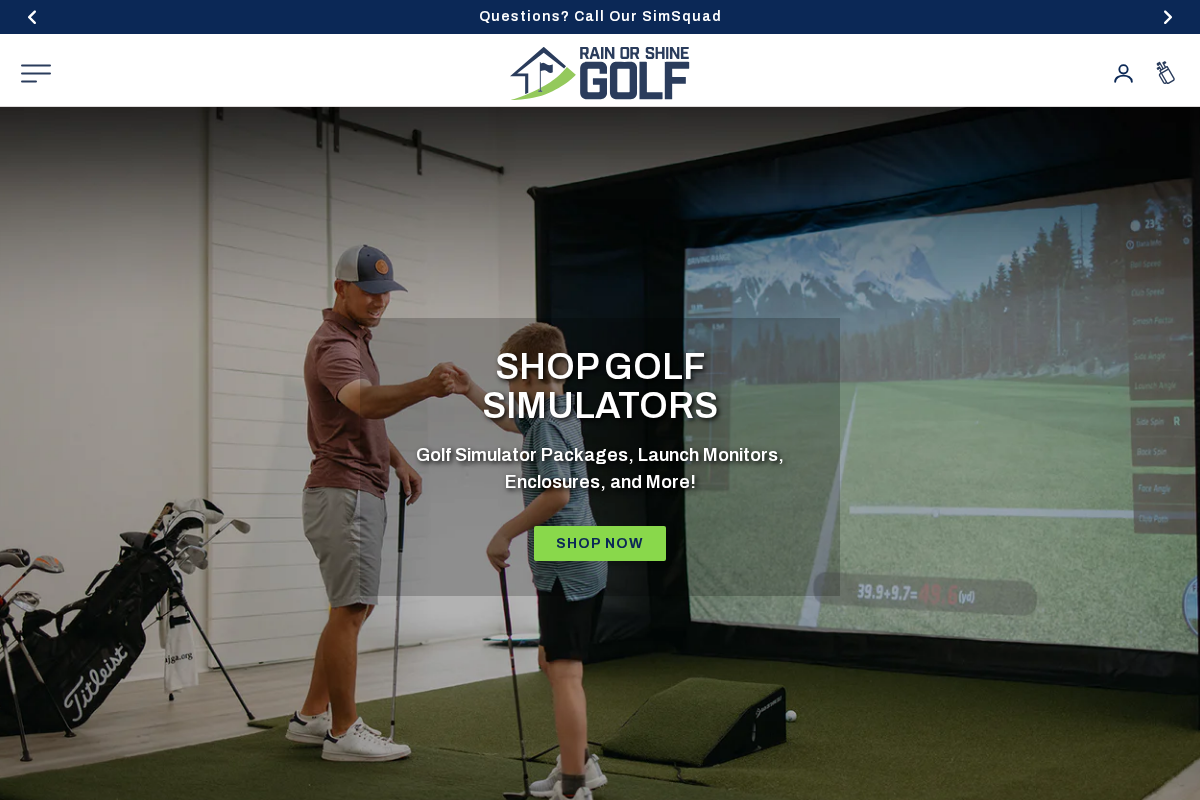Rain or Shine Golf homepage screenshot