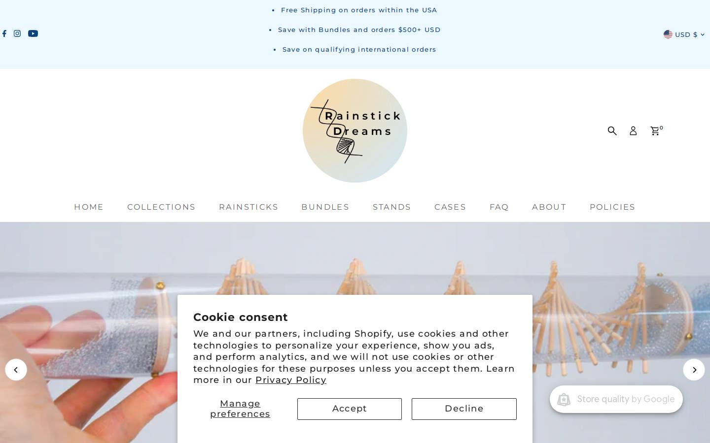 rainstickdreams.com homepage screenshot
