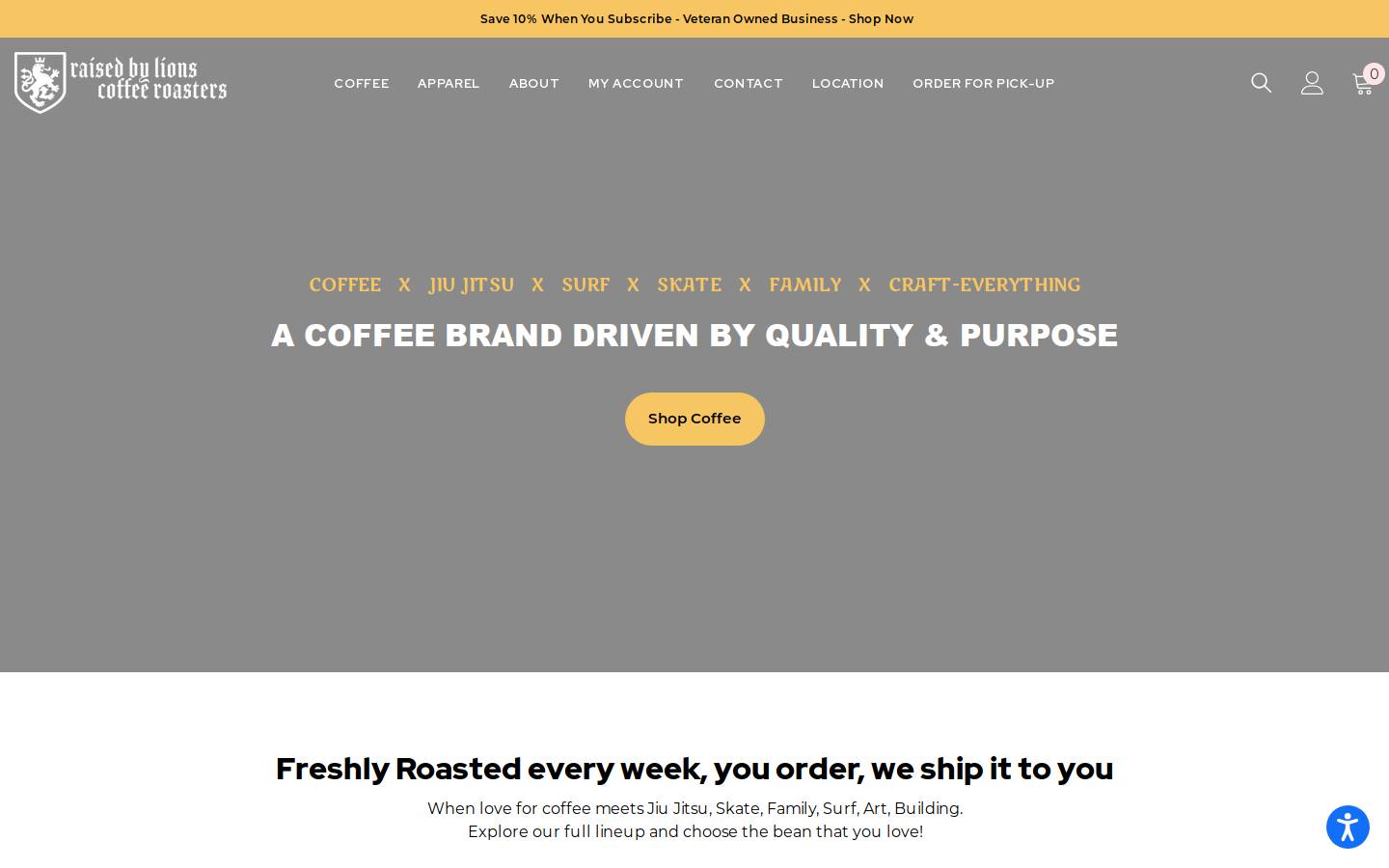 raisedbylionscoffeeroasters.com homepage screenshot