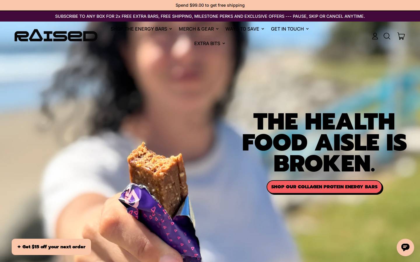 raisedthebar.com homepage screenshot
