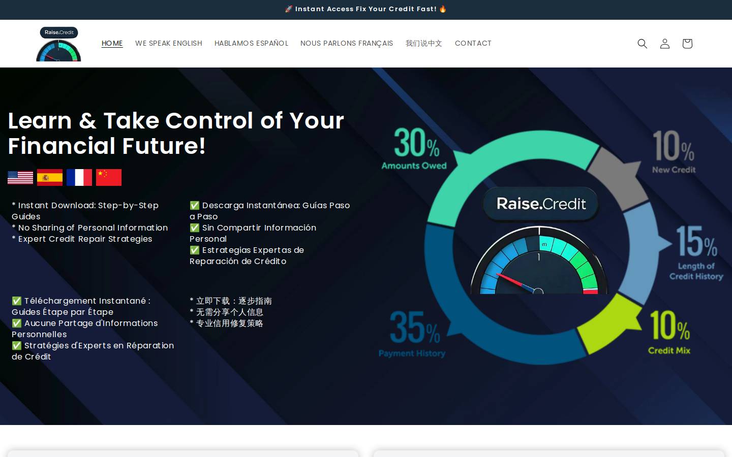 raisethatcredit.com homepage screenshot
