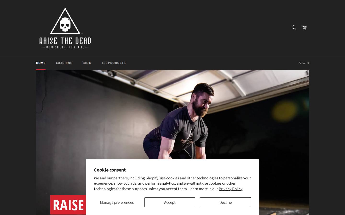 raisethedeadco.com homepage screenshot