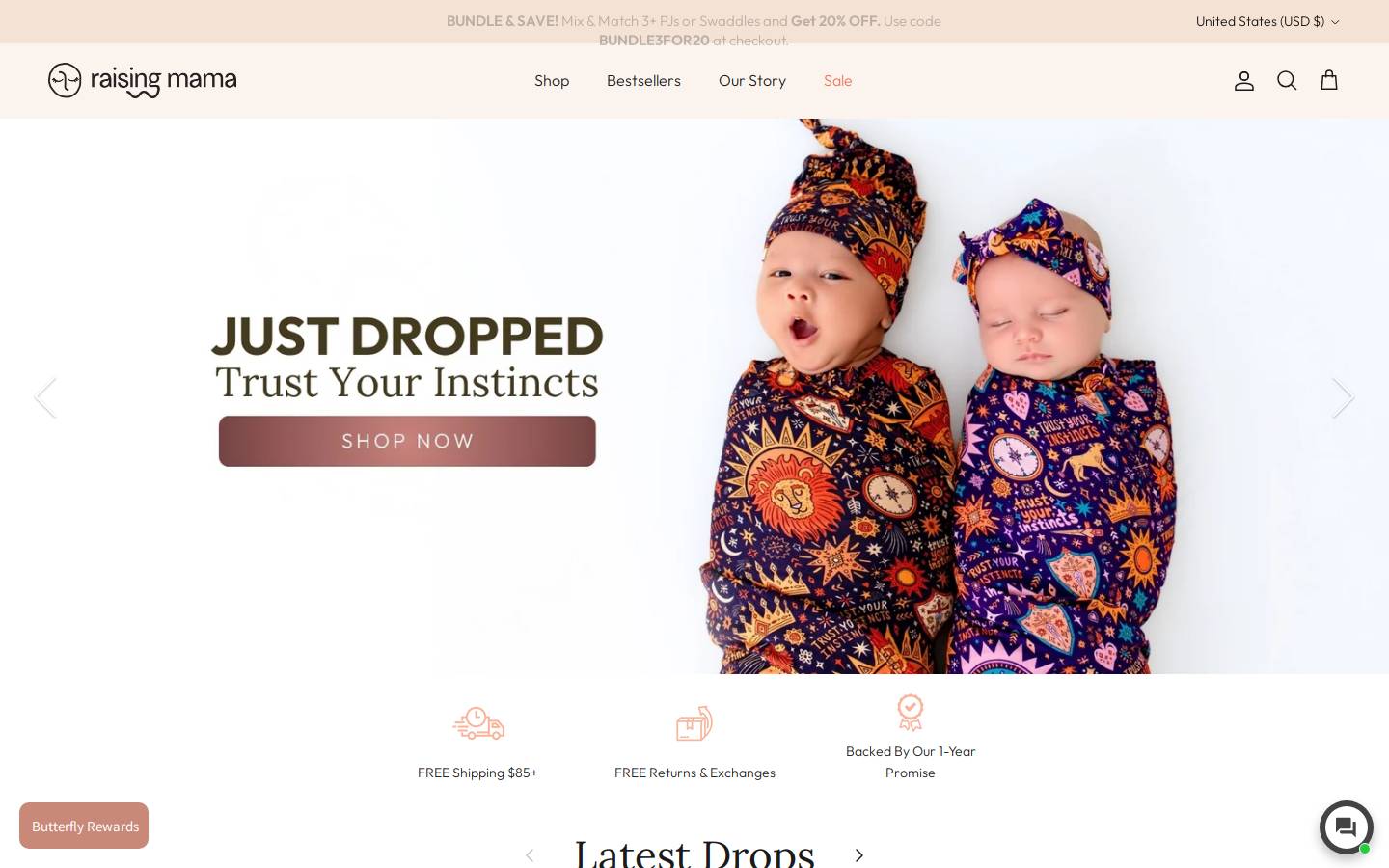 Raising Mama homepage screenshot