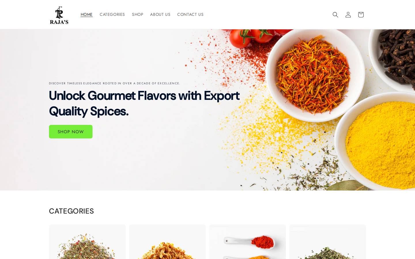 rajas.co.in homepage screenshot