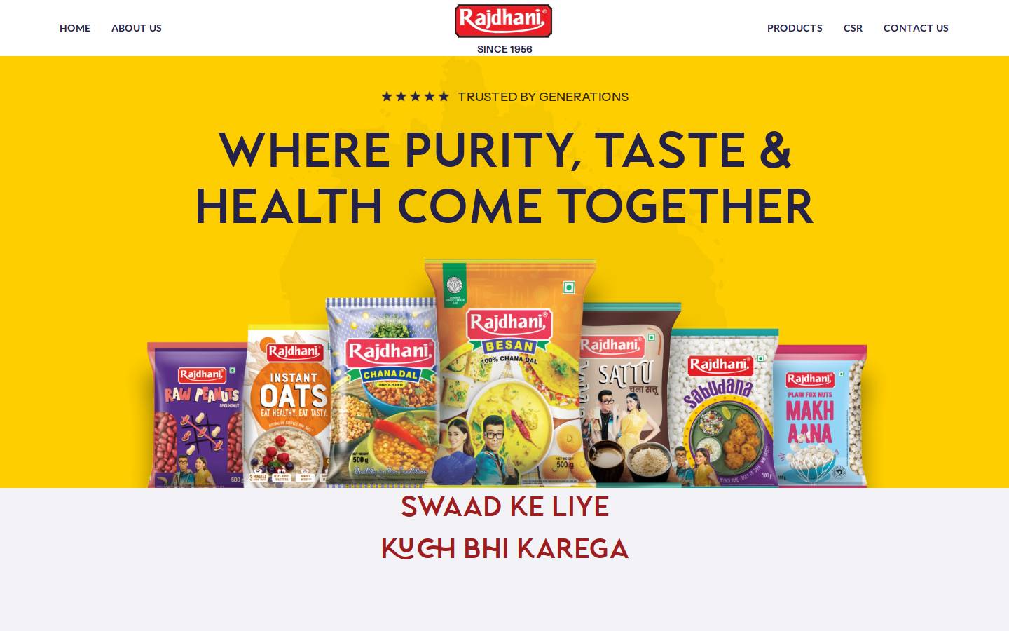 rajdhanifoods.com homepage screenshot