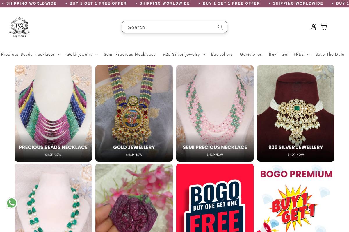 rajgemsshop.com homepage screenshot