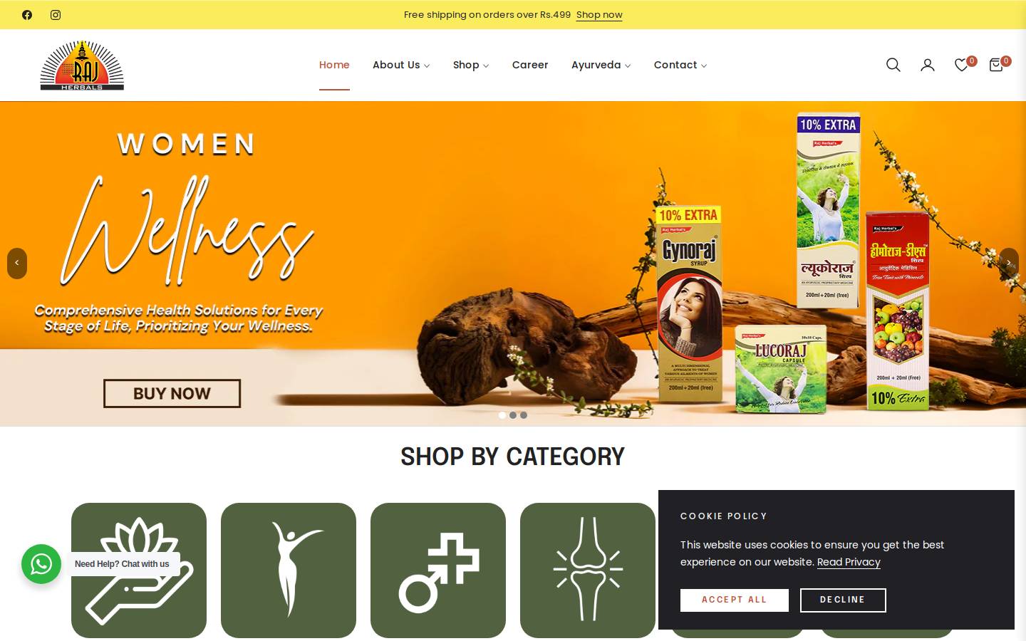 rajherbals.com homepage screenshot