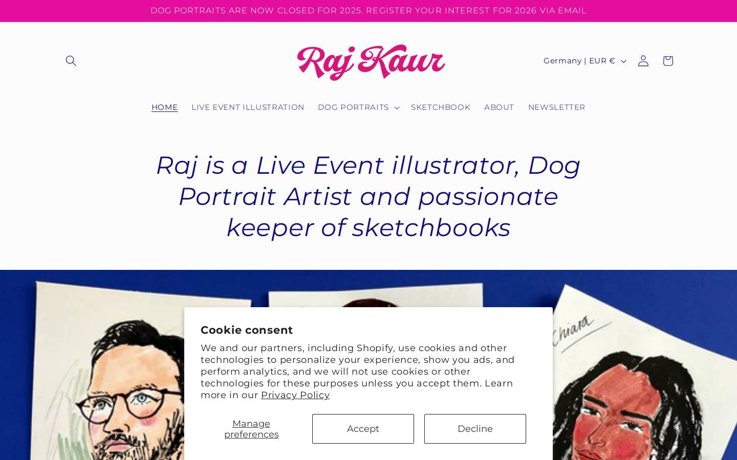 rajkaurart.com homepage screenshot