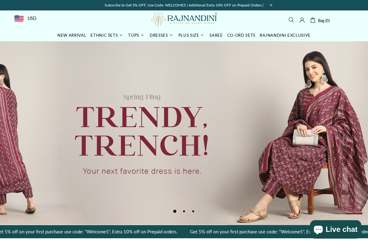 Rajnandini Fashion India Ltd. homepage screenshot