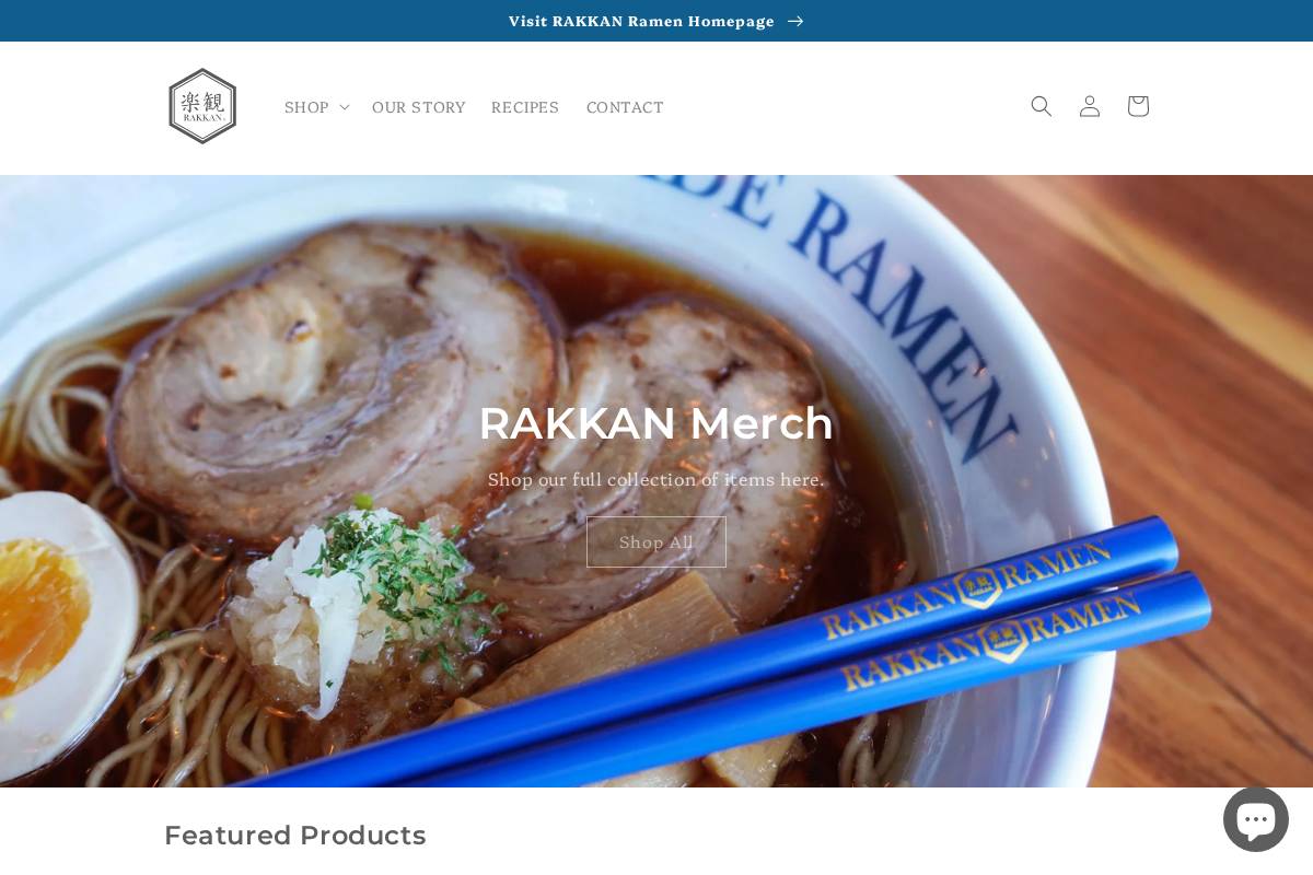 rakkanmerch.com homepage screenshot