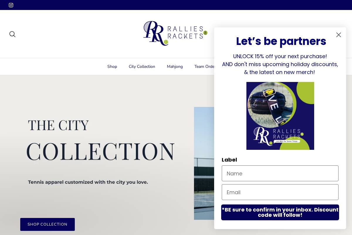 ralliesandrackets.com homepage screenshot