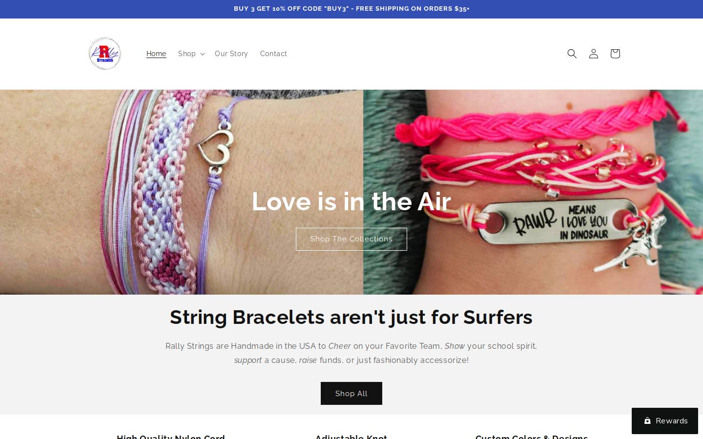 rallystrings.com homepage screenshot