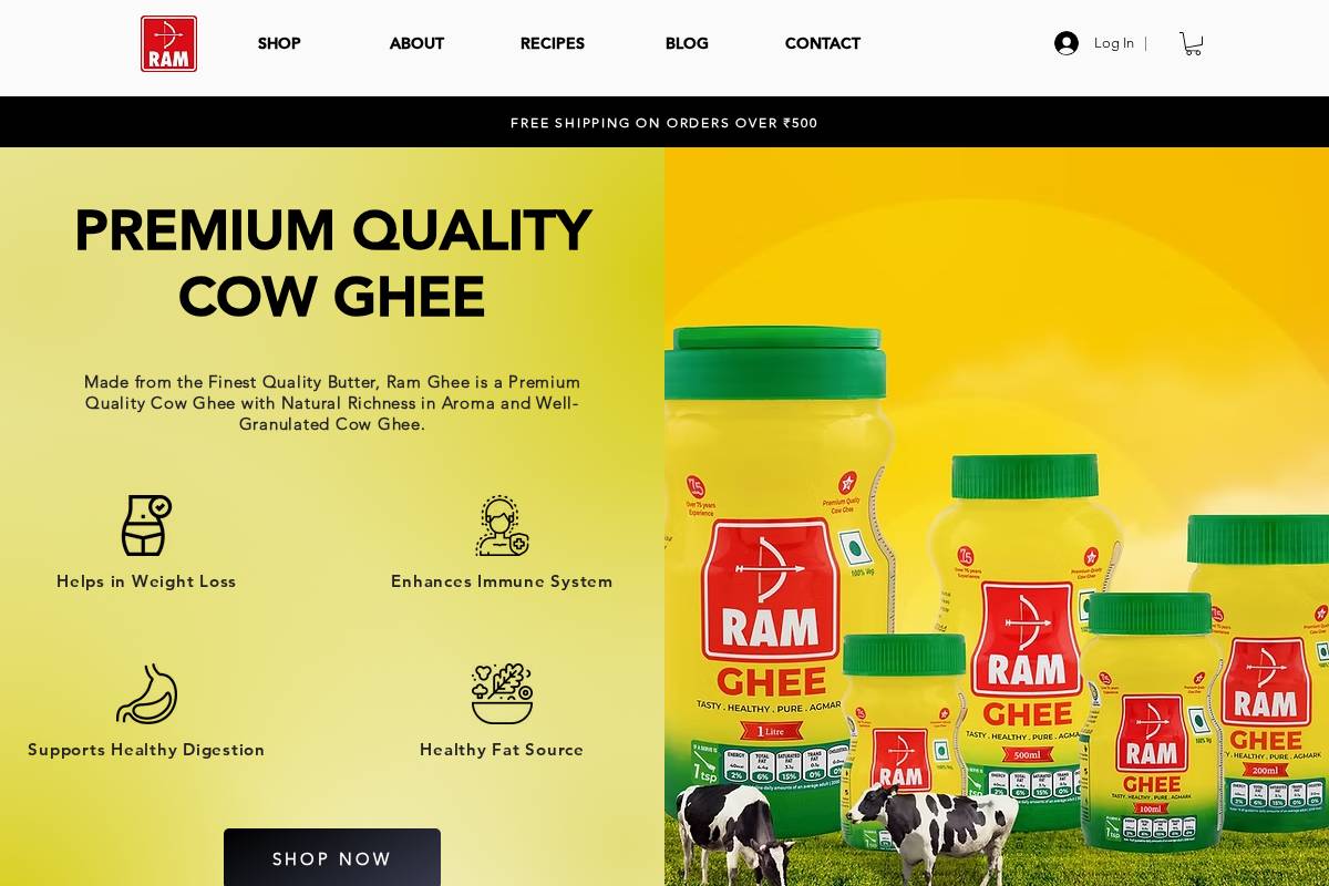 ramdairyfarm.com homepage screenshot