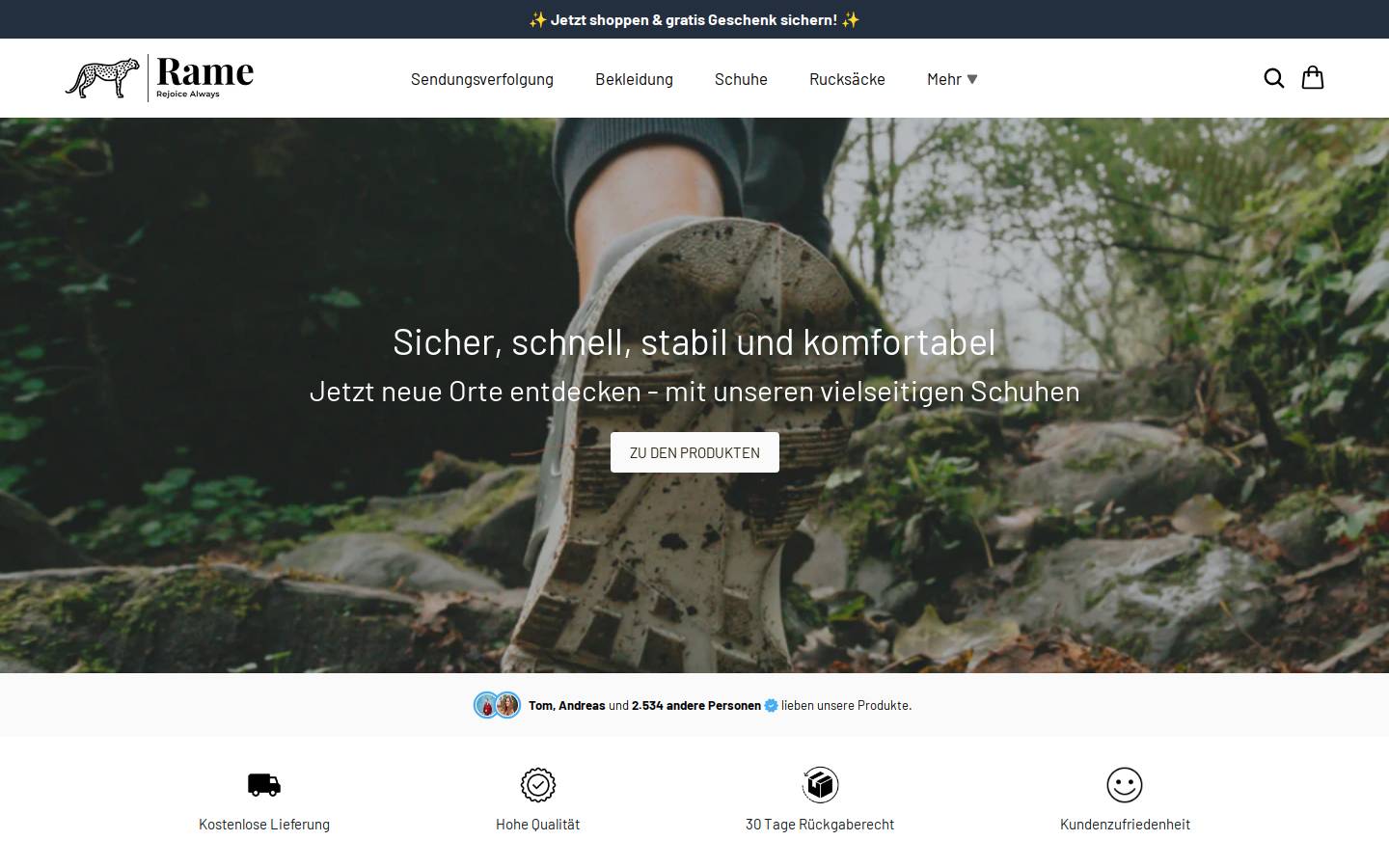Rameshops homepage screenshot