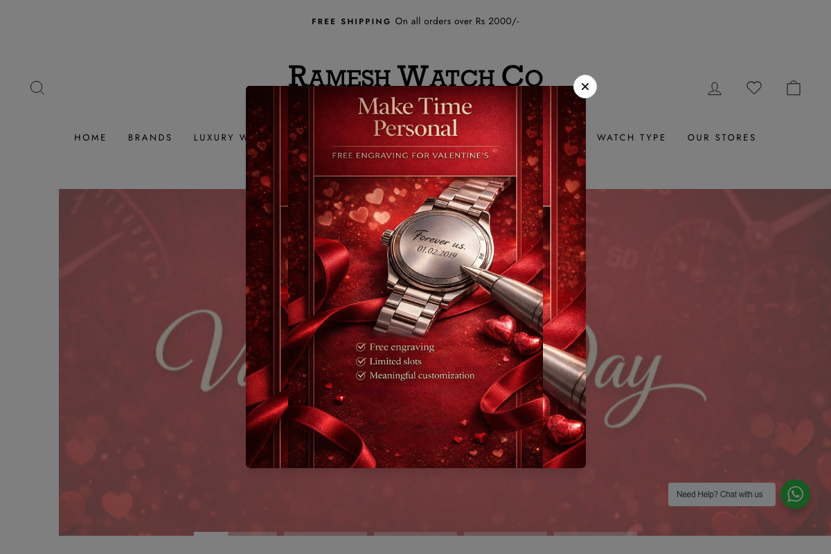 Ramesh Watch Co homepage screenshot