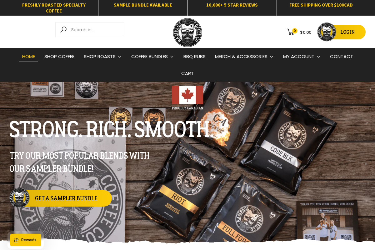 rampagecoffee.com homepage screenshot