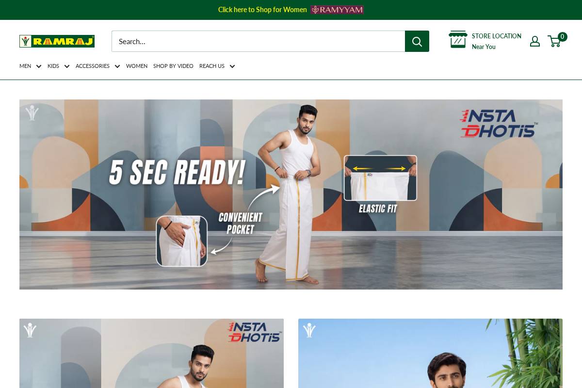 ramrajcotton.in homepage screenshot
