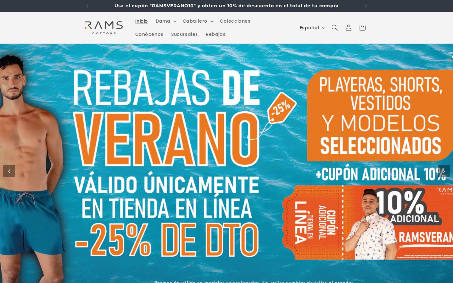 ramscottons.com.mx homepage screenshot