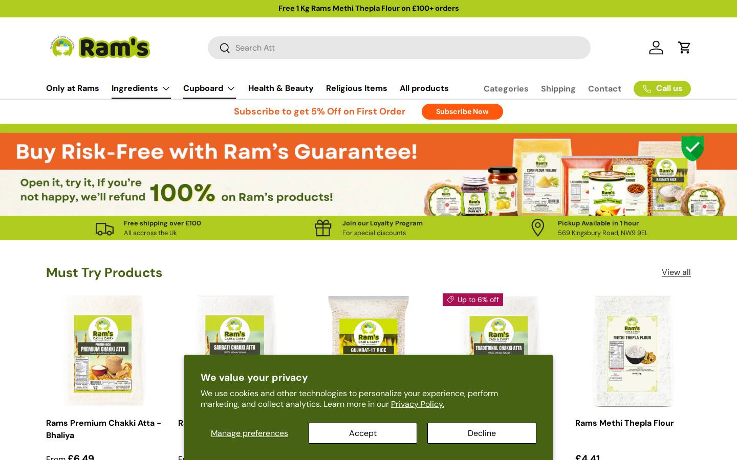 ramsfoods.com homepage screenshot