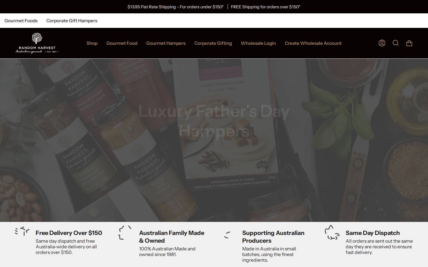 Random Harvest Gourmet homepage screenshot