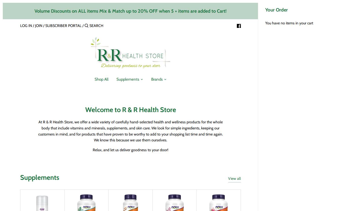 randrhealthstore.com homepage screenshot