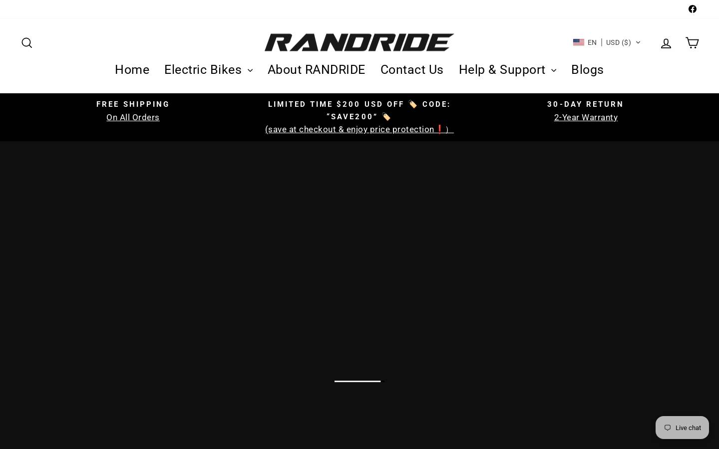 Randridebikes homepage screenshot