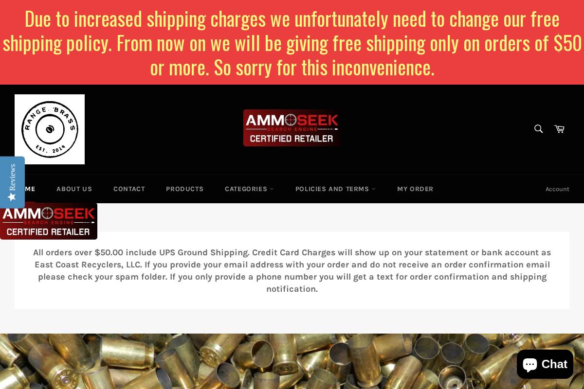 rangebrass.us homepage screenshot