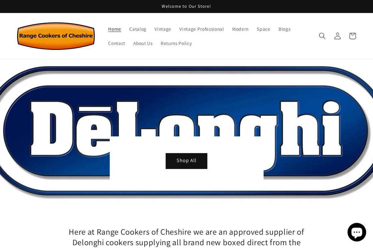rangecookersofcheshire.com homepage screenshot