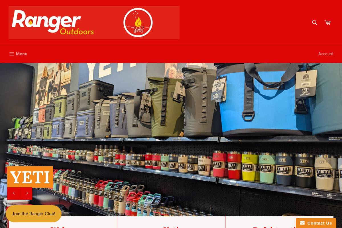 rangeroutdoors.com.au homepage screenshot