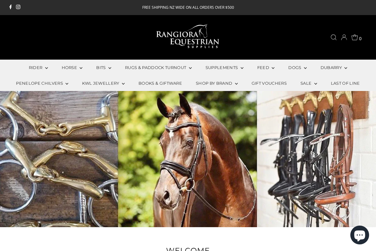 Rangiora Equestrian Supplies homepage screenshot