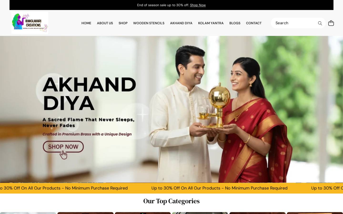 ranglaharicreations.com homepage screenshot
