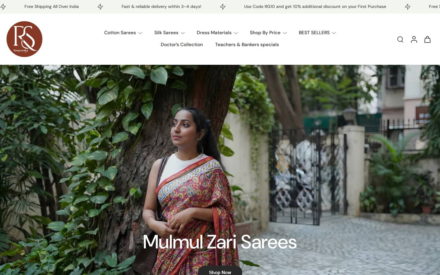 Rangvarshasarees homepage screenshot