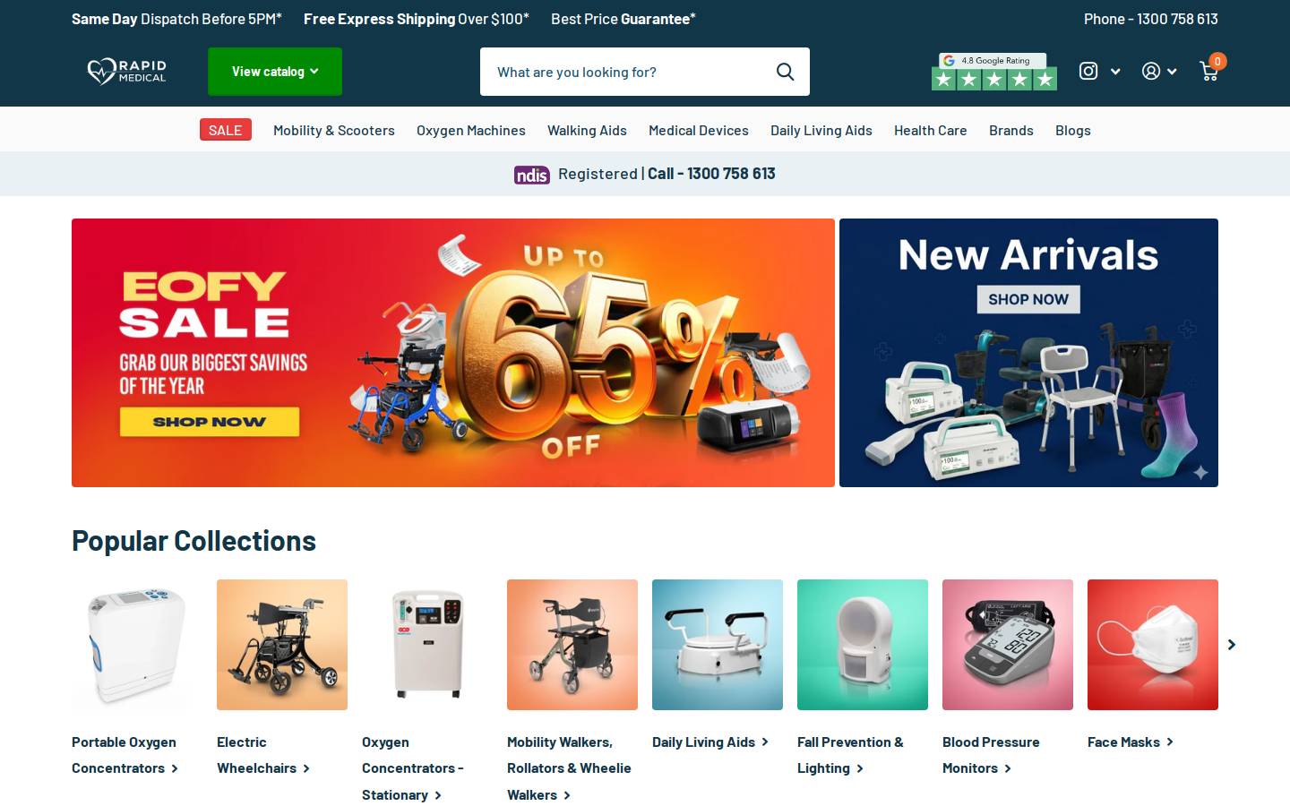 Rapid Medical Supplies homepage screenshot