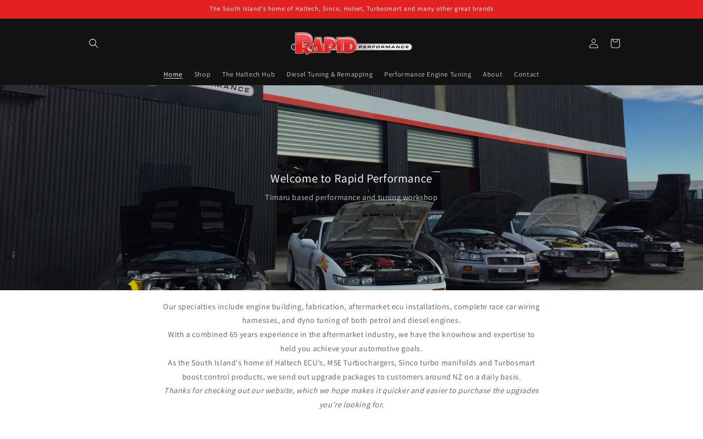 rapidperformance.co.nz homepage screenshot