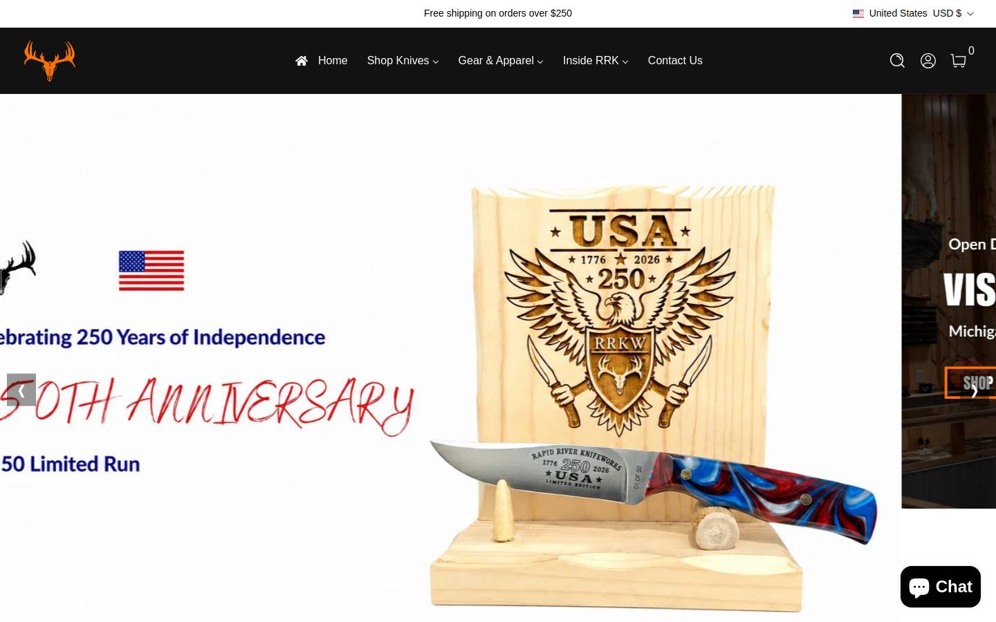 rapidriverknifeworks.com homepage screenshot