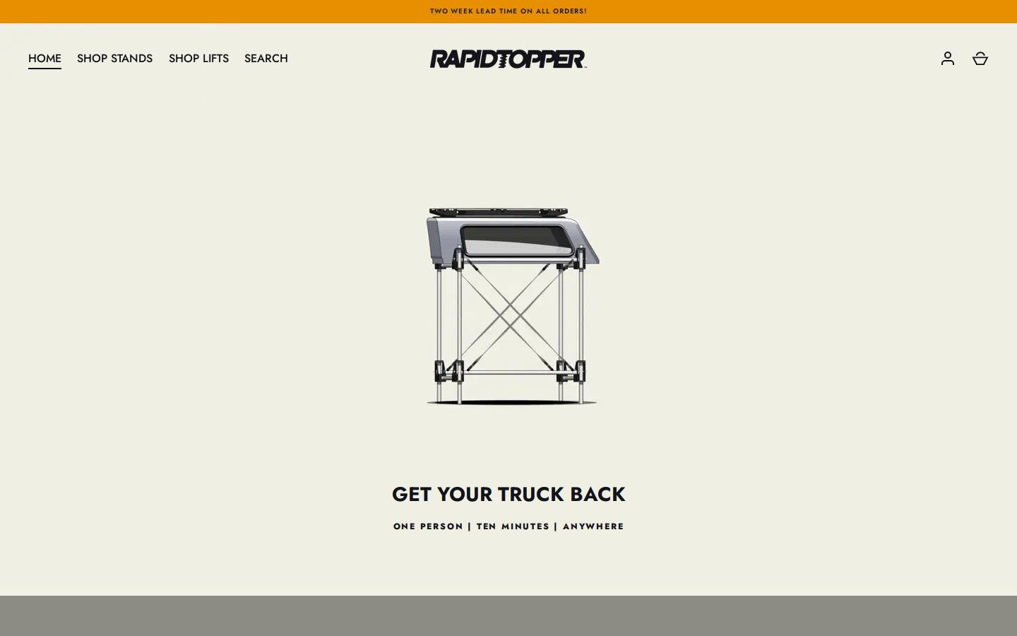 rapidtopper.com homepage screenshot