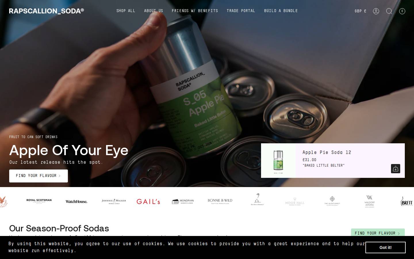 rapscallionsoda.com homepage screenshot