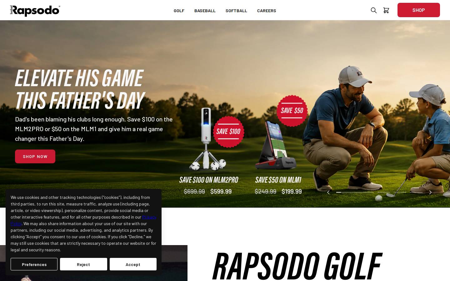 rapsodo.com homepage screenshot