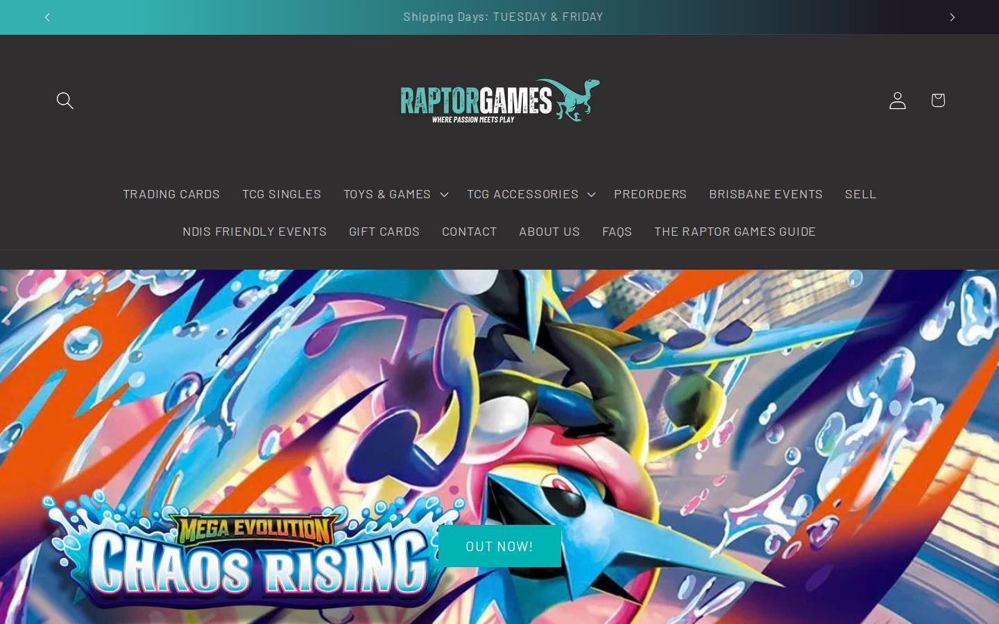 raptorgamesaus.com homepage screenshot