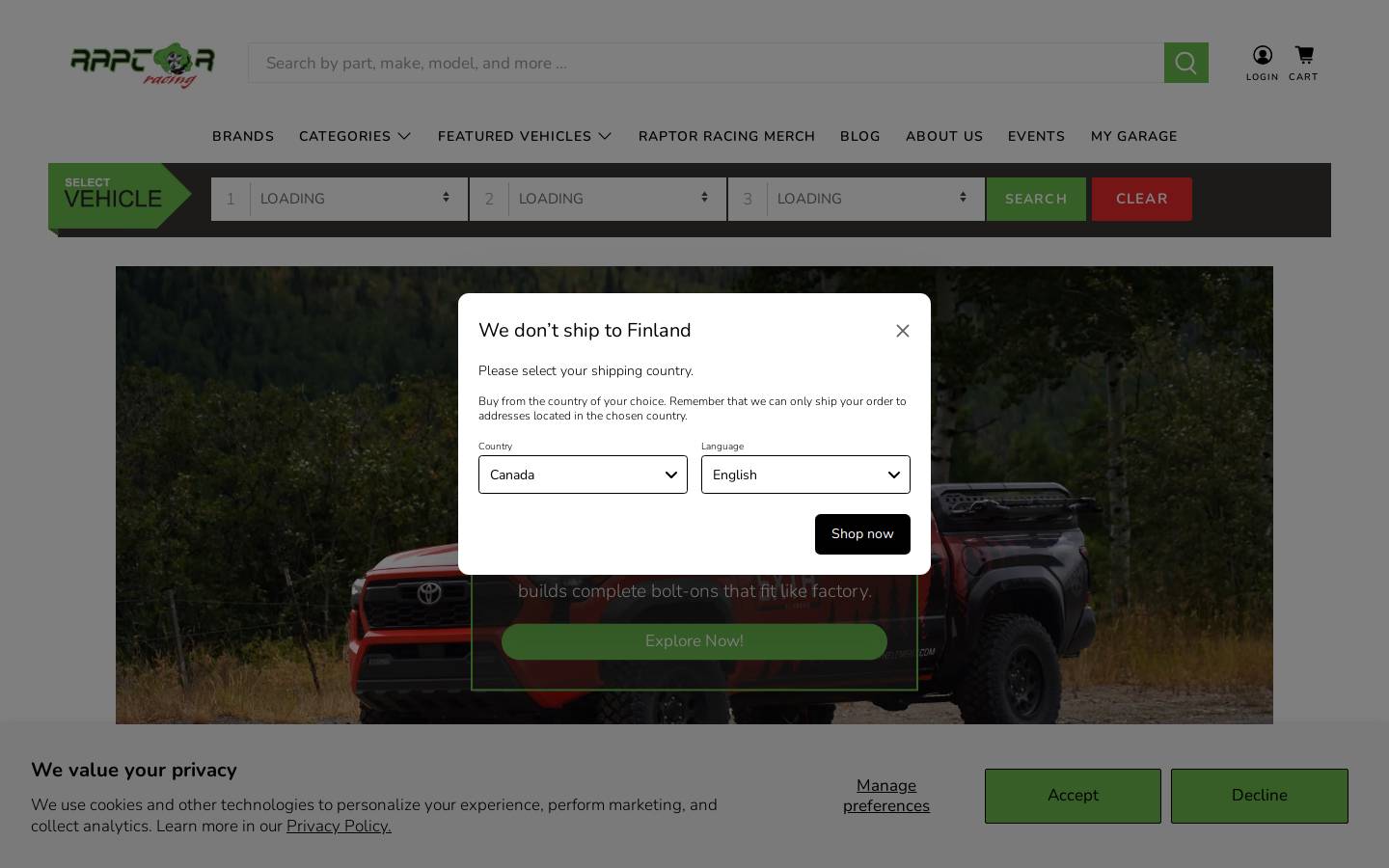 raptorracing.ca homepage screenshot