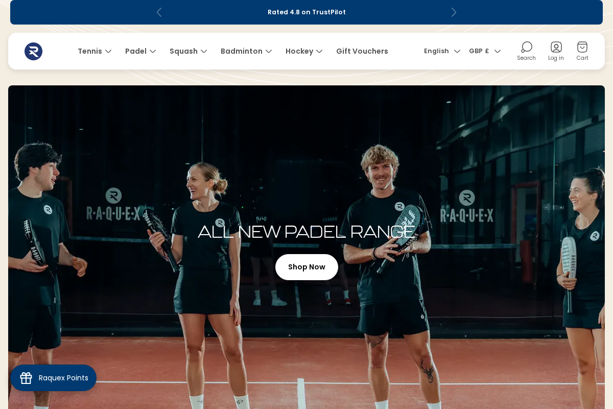 Raquex homepage screenshot