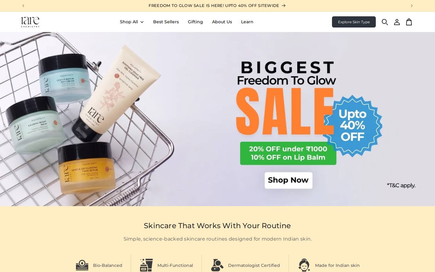 Rare Chemistry homepage screenshot